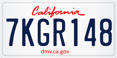 CA license plate 7KGR148