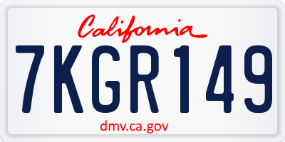 CA license plate 7KGR149