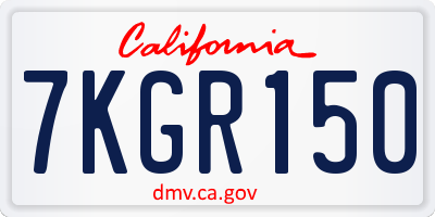 CA license plate 7KGR150