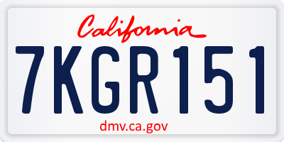 CA license plate 7KGR151