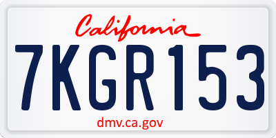 CA license plate 7KGR153