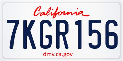 CA license plate 7KGR156