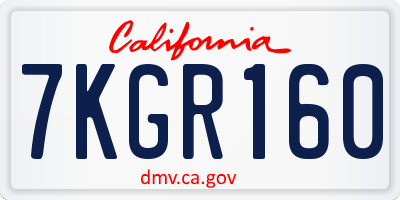 CA license plate 7KGR160