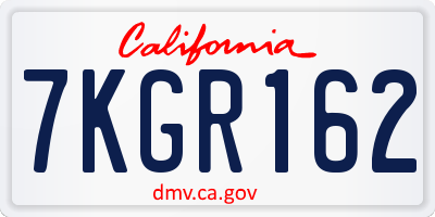 CA license plate 7KGR162