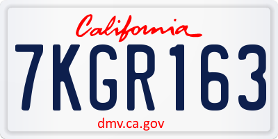 CA license plate 7KGR163