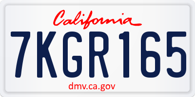 CA license plate 7KGR165