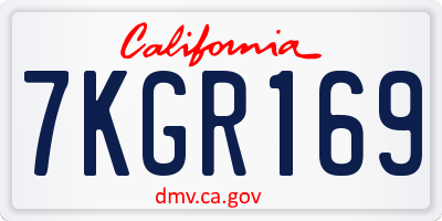 CA license plate 7KGR169