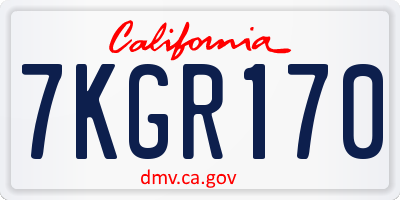 CA license plate 7KGR170