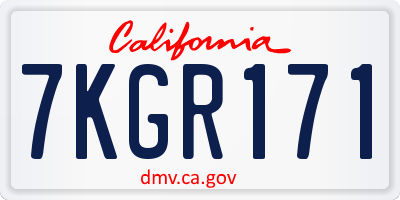 CA license plate 7KGR171