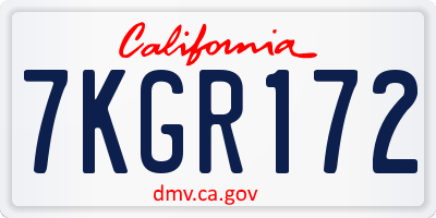 CA license plate 7KGR172