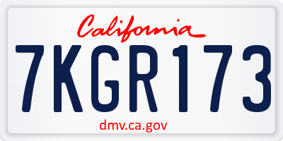 CA license plate 7KGR173
