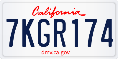 CA license plate 7KGR174