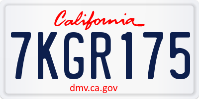CA license plate 7KGR175