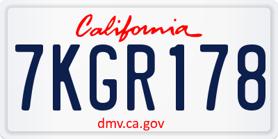 CA license plate 7KGR178