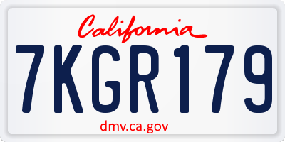 CA license plate 7KGR179