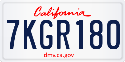 CA license plate 7KGR180