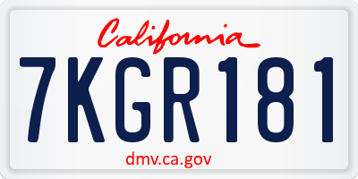 CA license plate 7KGR181