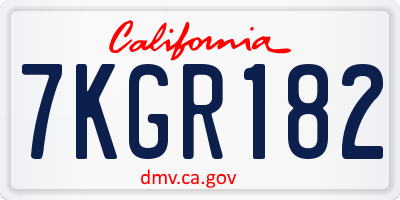 CA license plate 7KGR182