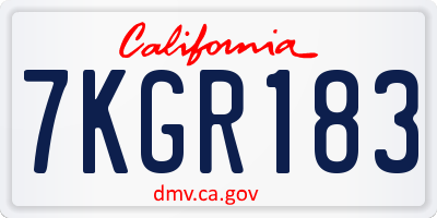 CA license plate 7KGR183