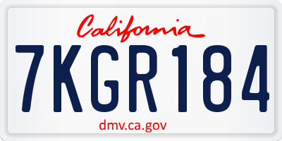 CA license plate 7KGR184