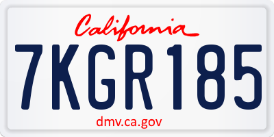 CA license plate 7KGR185