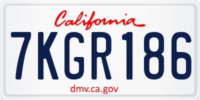 CA license plate 7KGR186