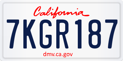 CA license plate 7KGR187