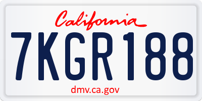 CA license plate 7KGR188