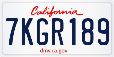 CA license plate 7KGR189