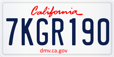 CA license plate 7KGR190