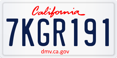 CA license plate 7KGR191