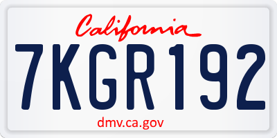 CA license plate 7KGR192