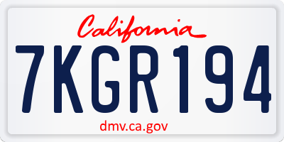CA license plate 7KGR194