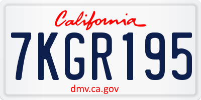 CA license plate 7KGR195
