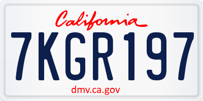 CA license plate 7KGR197