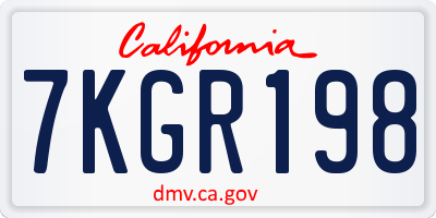 CA license plate 7KGR198