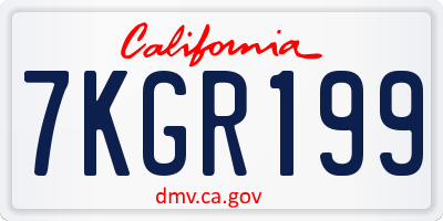 CA license plate 7KGR199