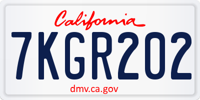 CA license plate 7KGR202