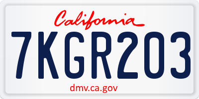 CA license plate 7KGR203