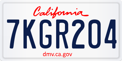 CA license plate 7KGR204