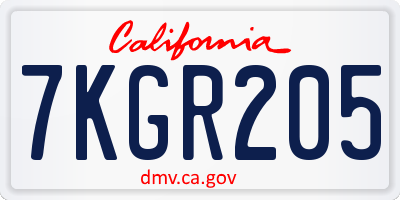 CA license plate 7KGR205