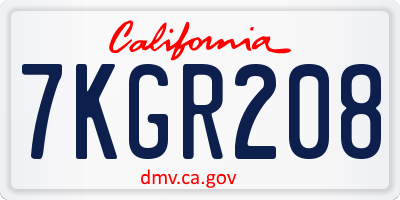 CA license plate 7KGR208