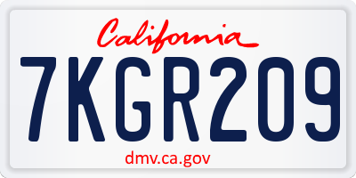 CA license plate 7KGR209