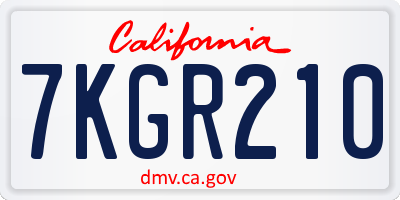 CA license plate 7KGR210
