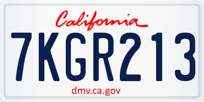 CA license plate 7KGR213