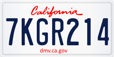 CA license plate 7KGR214