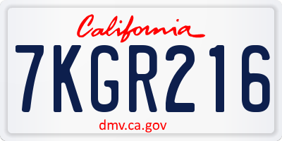 CA license plate 7KGR216