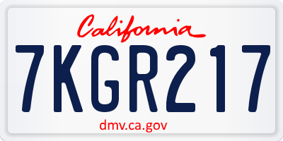 CA license plate 7KGR217
