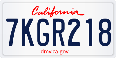 CA license plate 7KGR218