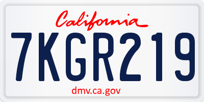 CA license plate 7KGR219